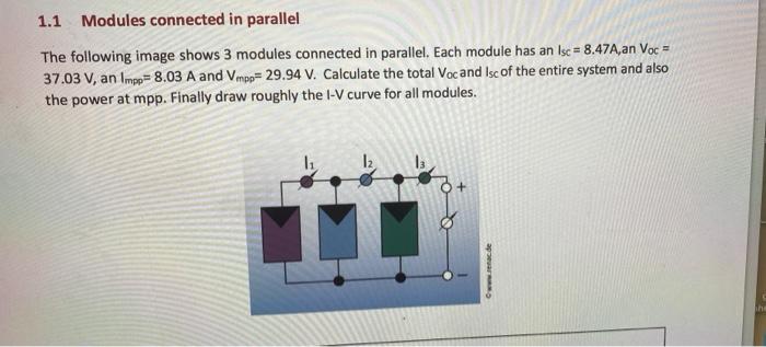 Solved 1.1 Modules connected in parallel The following image | Chegg.com