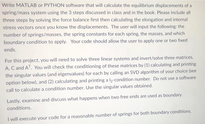 Write MATLAB or PYTHON software that will calculate | Chegg.com