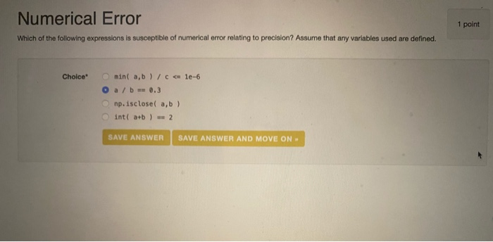 Solved Numerical Error 1 point Which of the following | Chegg.com