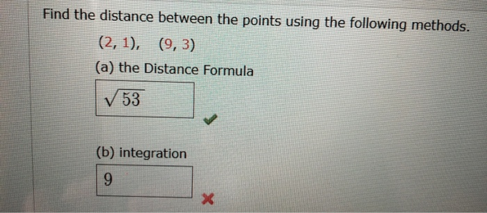 Solved Find the distance between the points using the | Chegg.com