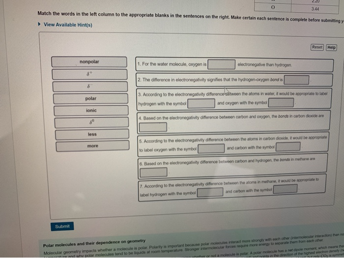 Solved 3.44 Match the words in the left column to the | Chegg.com