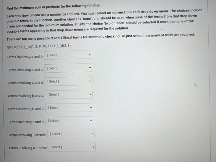 Solved the second picture is the drop down for all the | Chegg.com