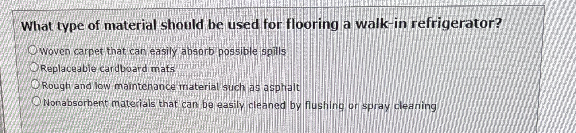 Solved What type of material should be used for flooring a | Chegg.com