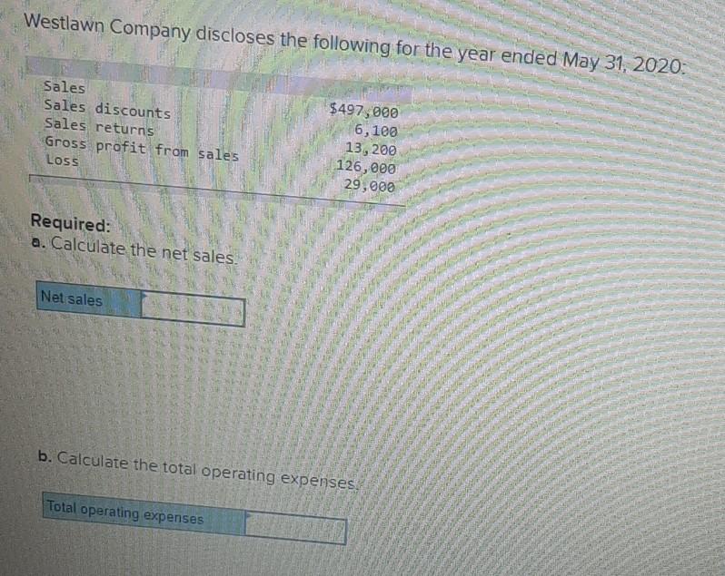 Solved Westlawn Company discloses the following for the year