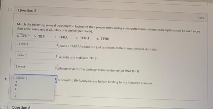 Solved Question 5 4 pts Match the following general | Chegg.com
