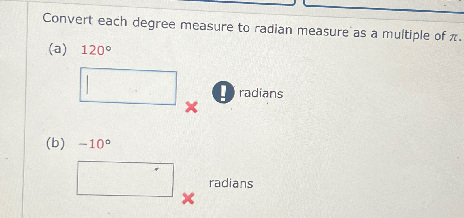 Solved Convert each degree measure to radian measure as a Chegg