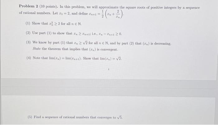 Solved Problem 2 (10 points). In this problem, we will | Chegg.com