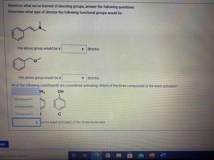 Solved Based on what we've learned of directing groups, | Chegg.com