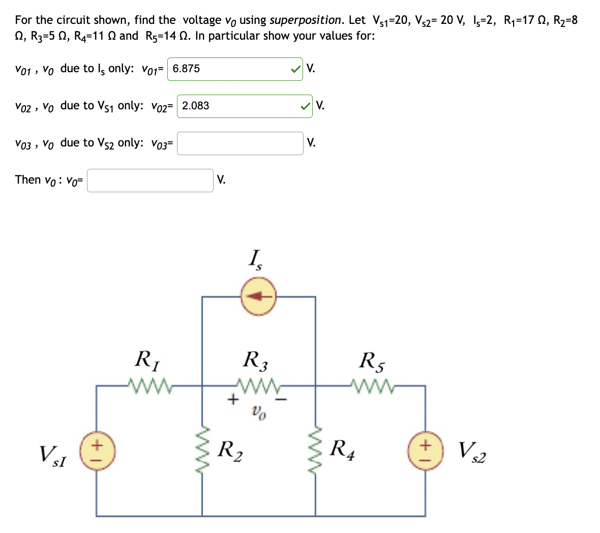 Solved For the circuit shown, find the voltage v0 ﻿using | Chegg.com