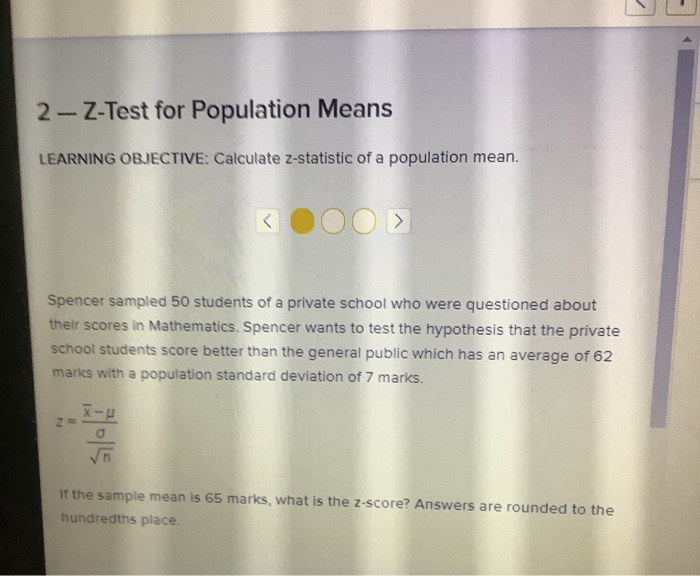 Solved 2-Z-Test for Population Means LEARNING OBJECTIVE: | Chegg.com
