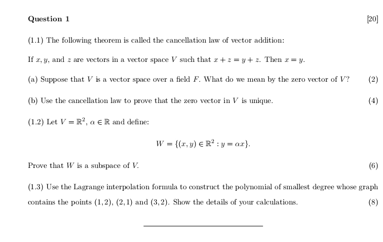 Solved [20]Question 1(1.1) The following theorem is called | Chegg.com