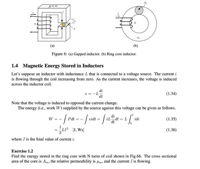 Solved N (b) Figure 6 (a) Gapped inductor. (b) Ring core