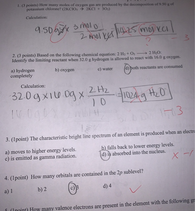 Solved 1 3 Points How Many Moles Of Oxygen Gas Are 9059