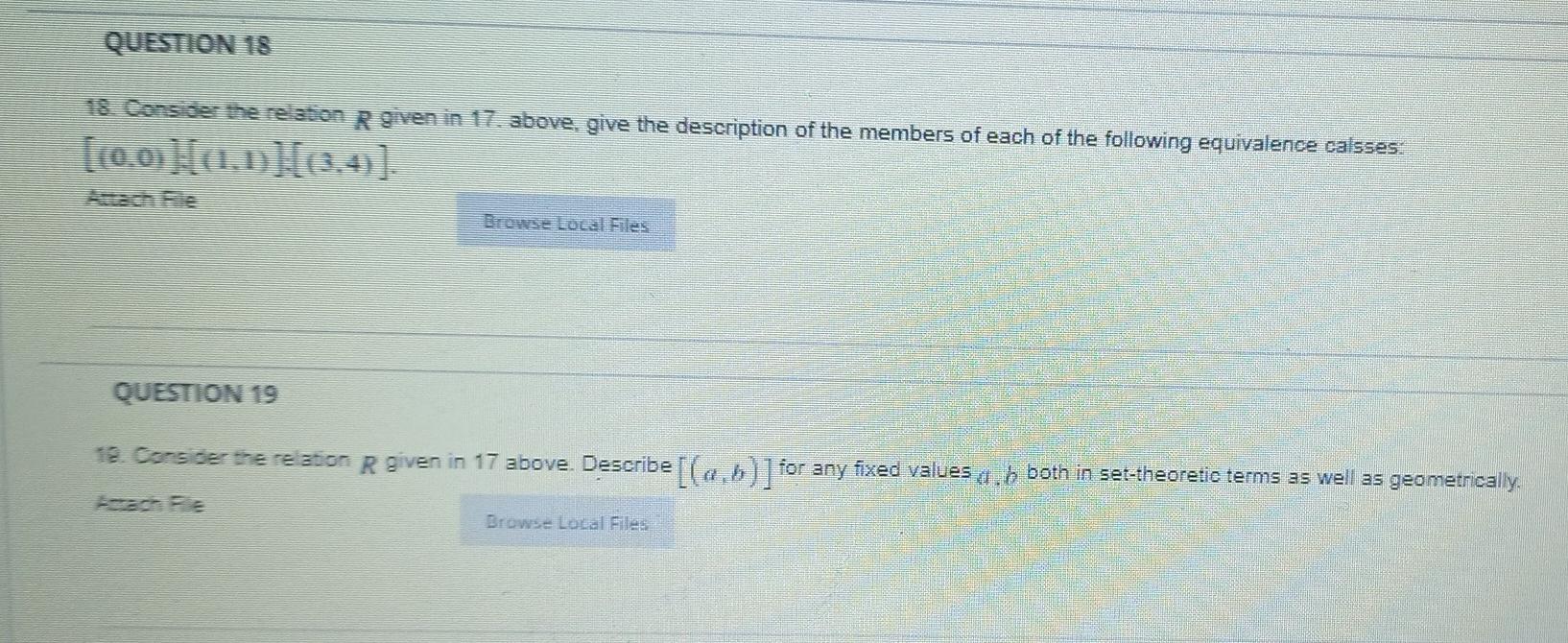 QUESTION 18 18. Consider The Relation R Given In 17. | Chegg.com