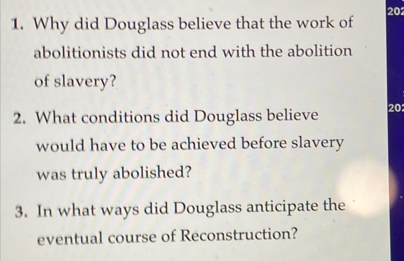 Solved Why did Douglass believe that the work of | Chegg.com