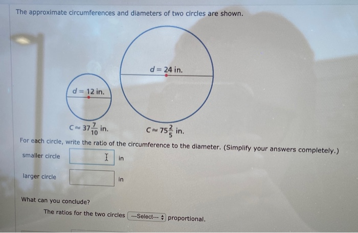 solved-the-approximate-circumferences-and-diameters-of-two-chegg