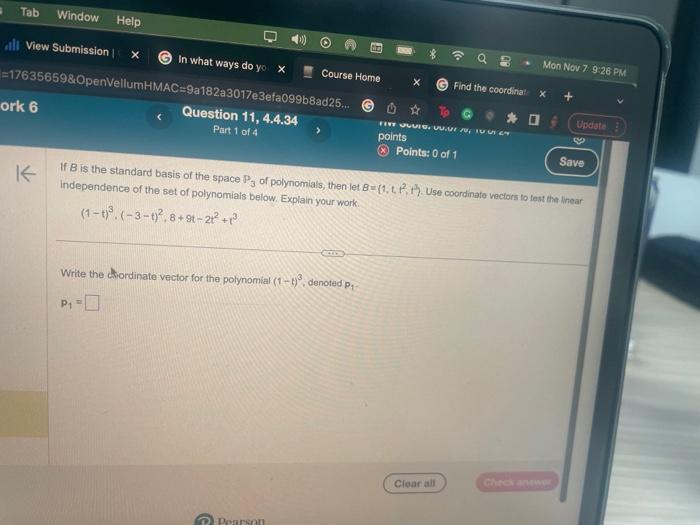 Solved Save If B is the standard basis of the space P3 of