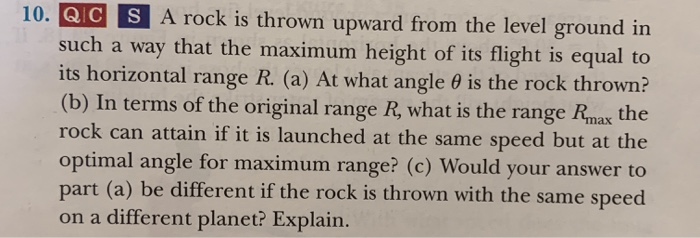 Solved A rock is thrown upward from the level ground in such | Chegg.com
