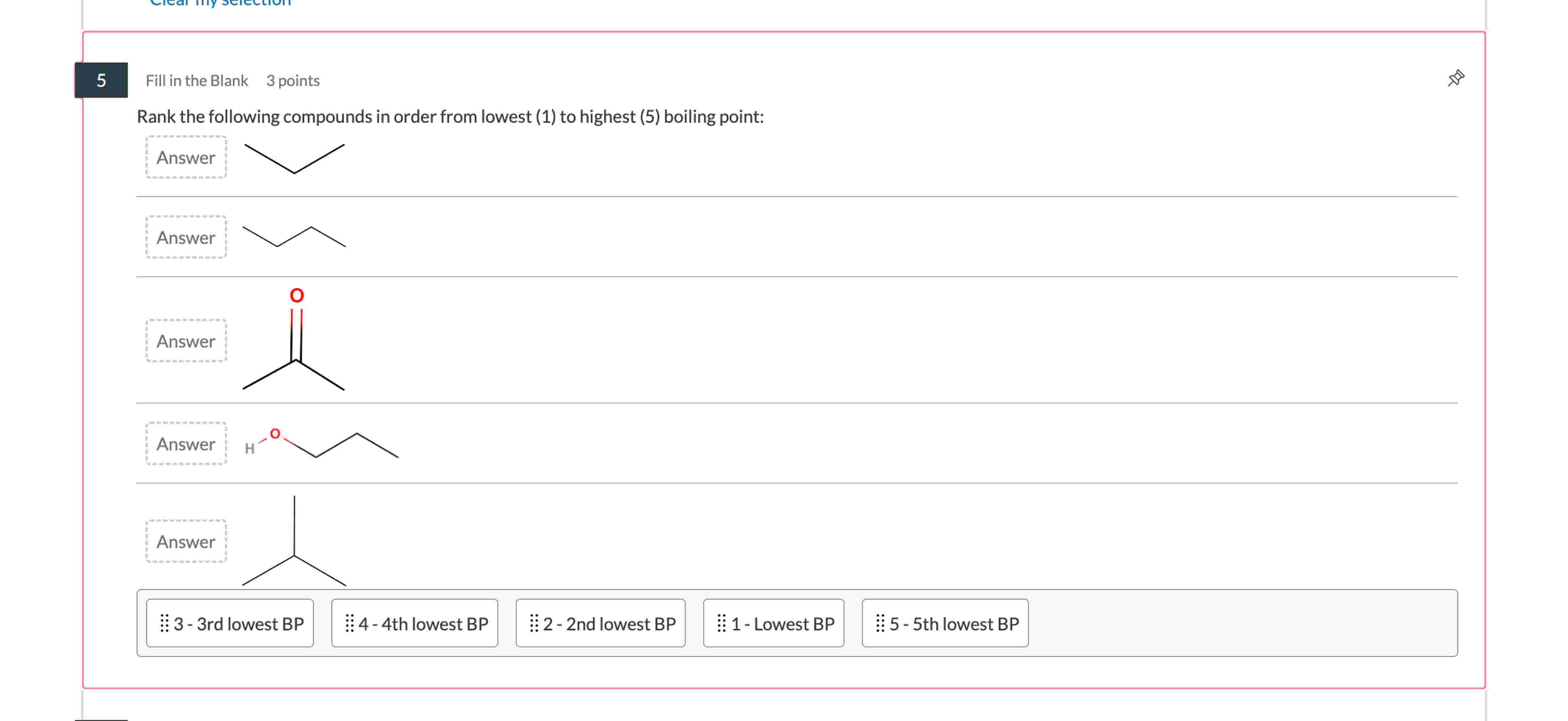 Solved 3 ﻿pointsRank the following compounds in order from | Chegg.com