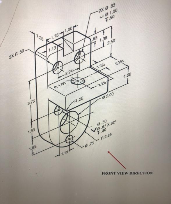 Solved draw front top and right side for each part given | Chegg.com