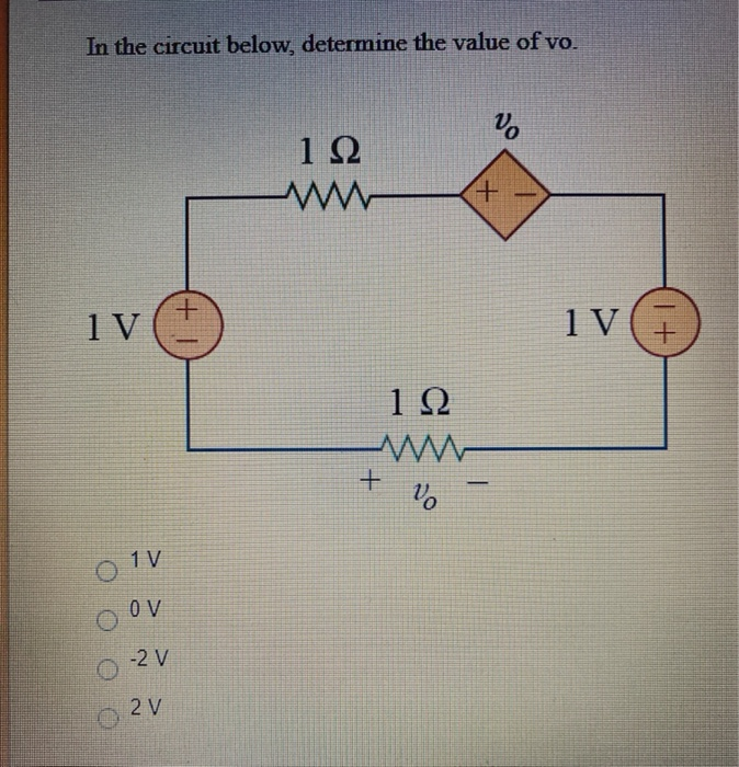 Solved In the circuit below, determine the value of vo. vo | Chegg.com