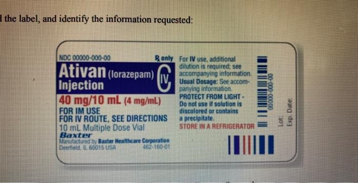 Solved 1. Read the label, and identify the information | Chegg.com