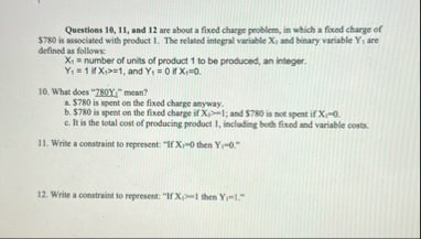 Solved Questions 10, 11, ﻿and 12 ﻿are about a fixed charge | Chegg.com