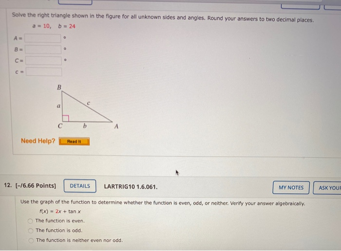 Solved Solve The Right Triangle Shown In The Figure For All | Chegg.com