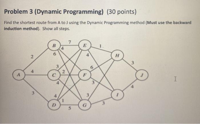 Solved Problem 3 (Dynamic Programming) (30 Points) Find The | Chegg.com