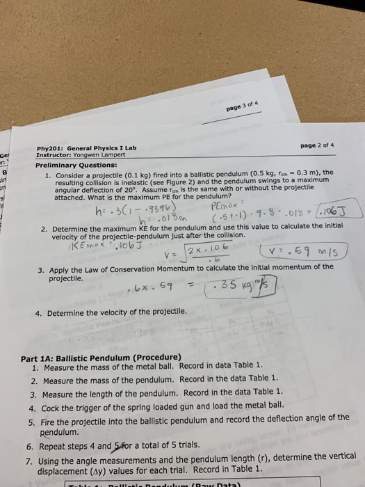 Solved Page 3 Of 4 Phy201: General Physics I Lab Instructor: | Chegg.com