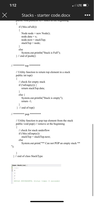 Solved Assume the stack and queue classes (the 2 starter | Chegg.com