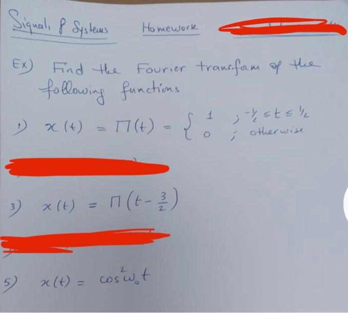 Solved Ex) Find The Fourier Transform Of The Following | Chegg.com