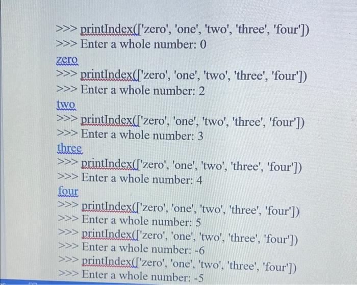 Solved Implement a function printIndex() that takes a list | Chegg.com
