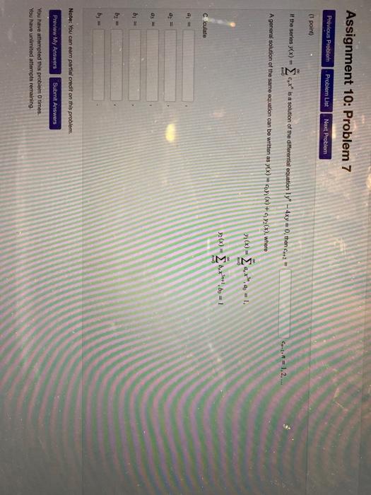 Solved Assignment 10: Problem 7 Previous Problem Problem | Chegg.com