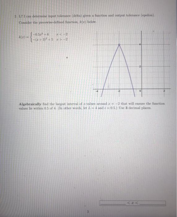 Solved 2. 17 I can determine input tolerance (delta) given a | Chegg.com