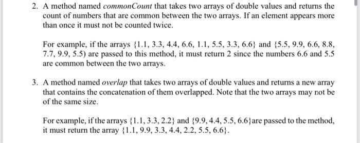 Solved 2. A method named commonCount that takes two arrays | Chegg.com