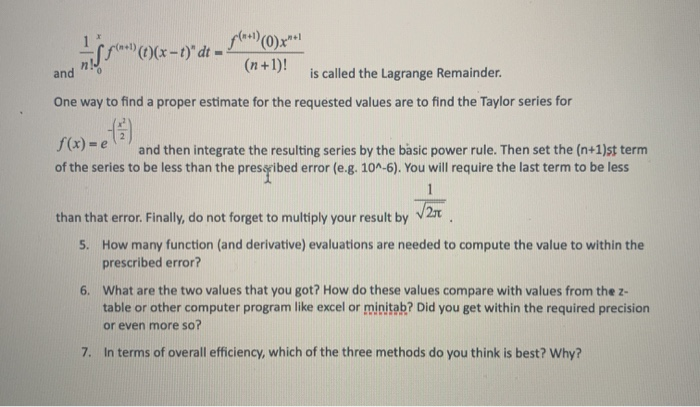 Solved Taylor Series and Lagrange Remainder In this section | Chegg.com