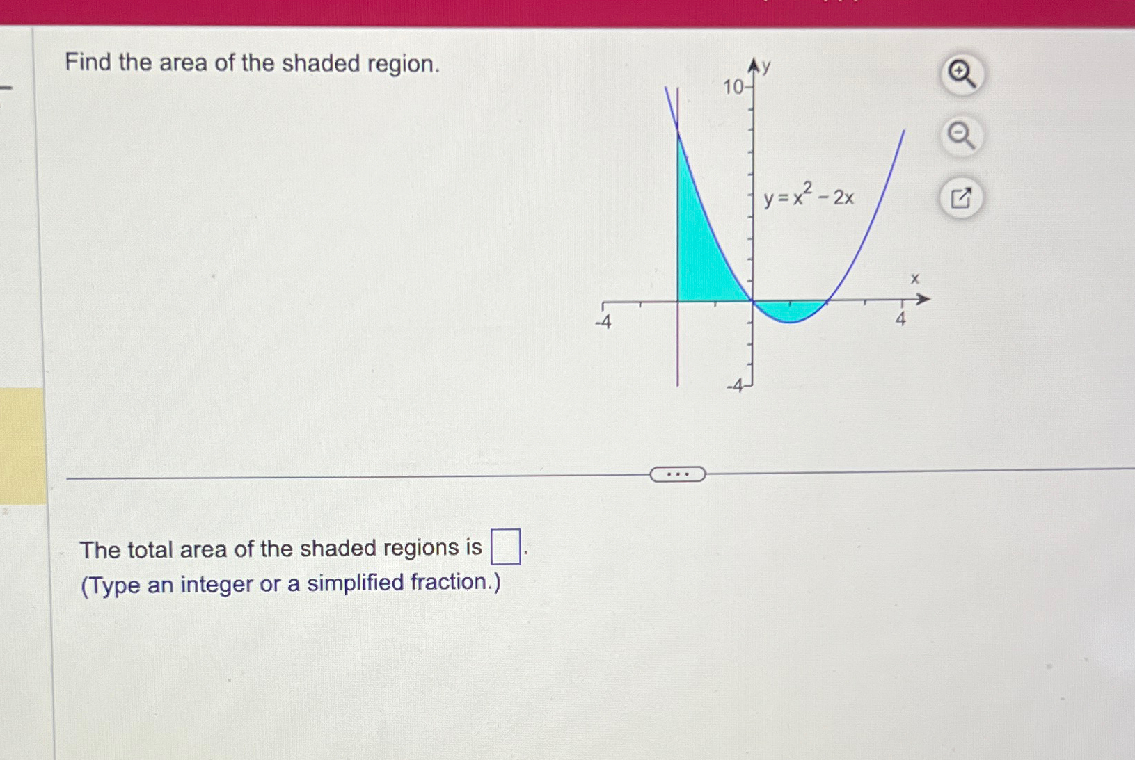 Solved Find the area of the shaded region.The total area of | Chegg.com