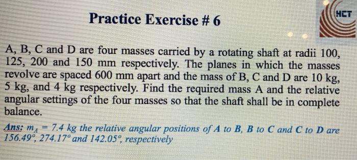 Solved Practice Exercise #6 HCT A, B, C And D Are Four | Chegg.com