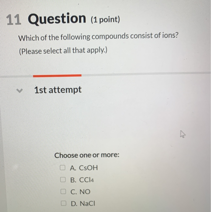 Solved 11 Question (1 point) Which of the following | Chegg.com