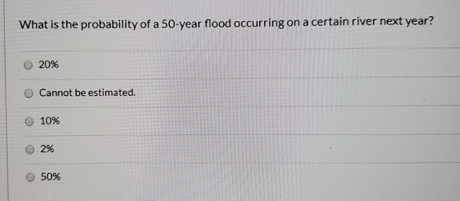 Solved What Is The Probability Of A 50-year Flood Occurring | Chegg.com