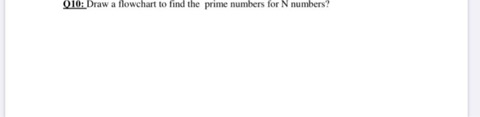 Solved 010: Draw a flowchart to find the prime numbers for N | Chegg.com