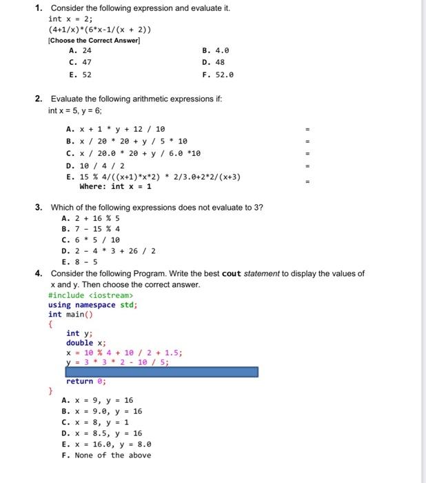 Solved 1. Consider the expression of the following