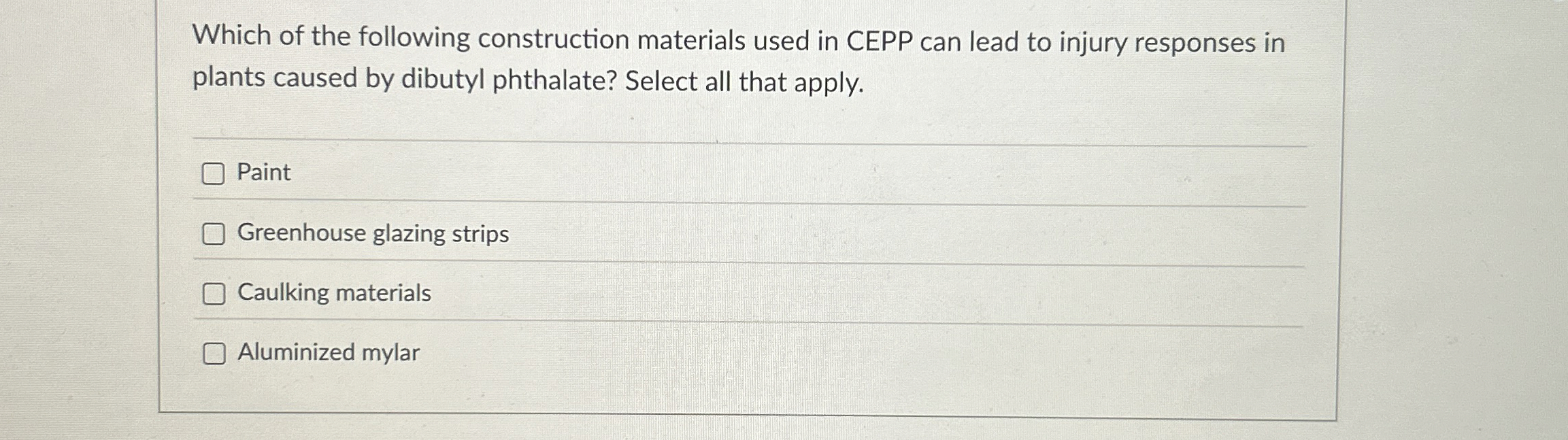 Solved Which of the following construction materials used in | Chegg.com