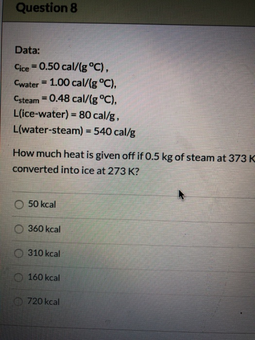 Solved Question 8 Data Cice 0 50 Cal G C 3 Cwater Chegg Com