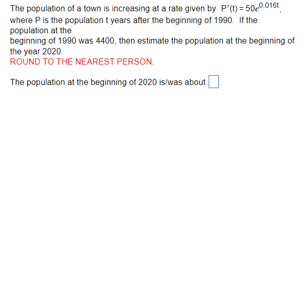 Solved The population of a town is increasing at a rate | Chegg.com