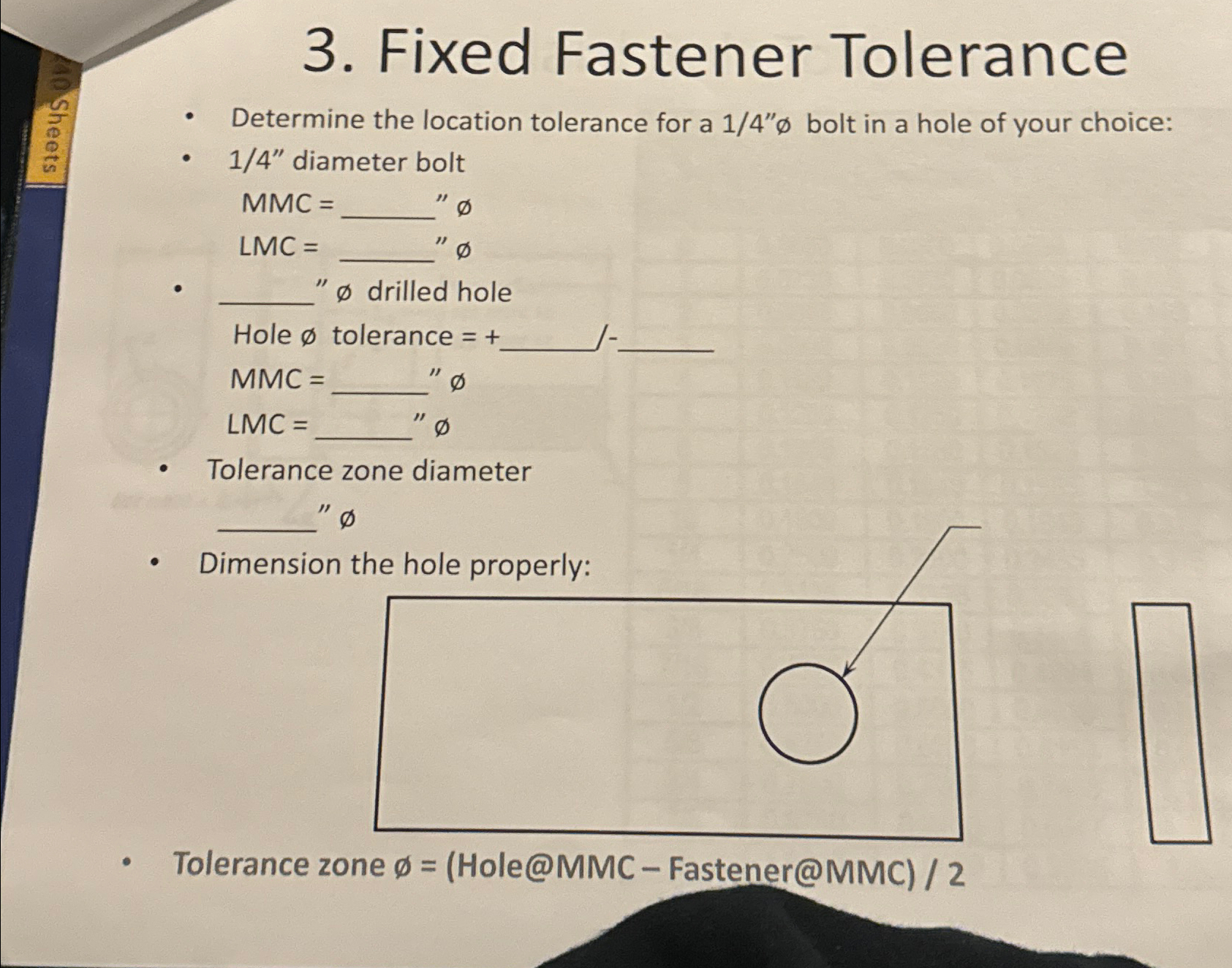 Solved Fixed Fastener ToleranceDetermine the location