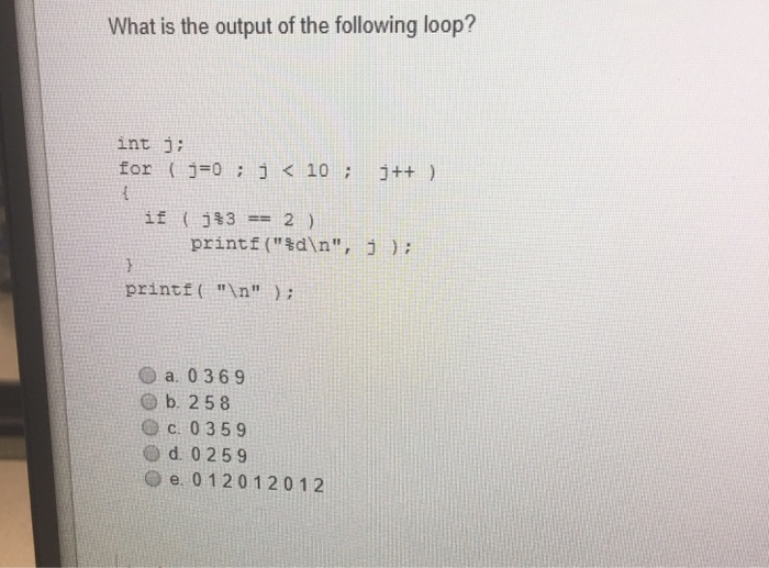 Solved What Is The Output Of The Following Loop Int I F Chegg Com