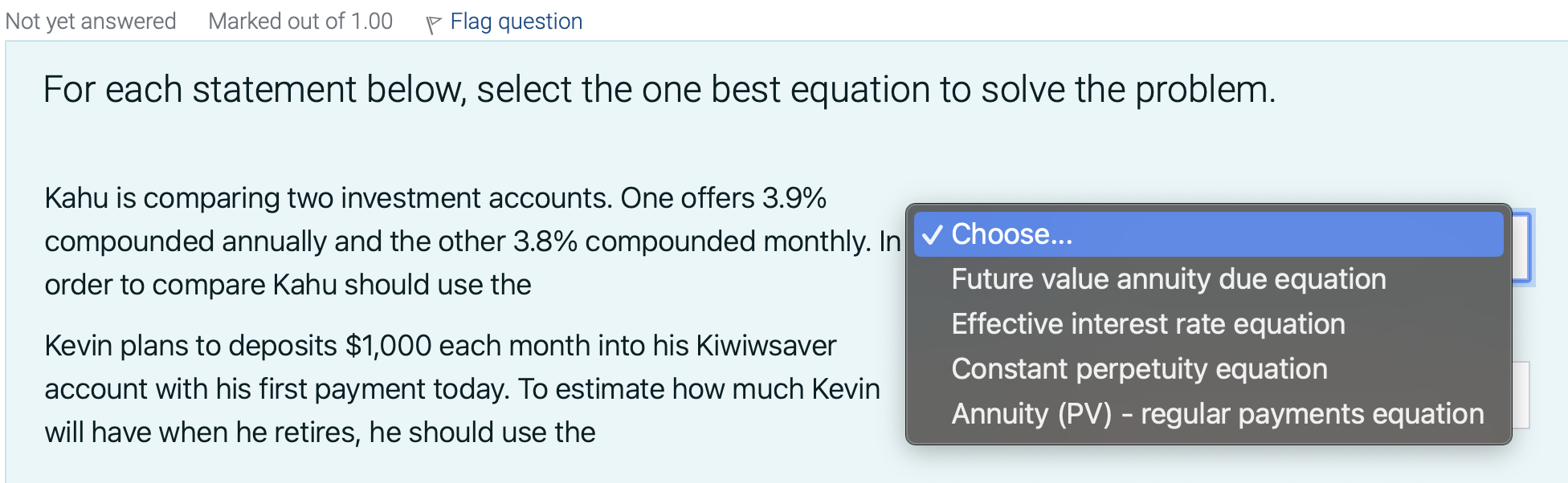 Solved For each statement below, select the one best | Chegg.com