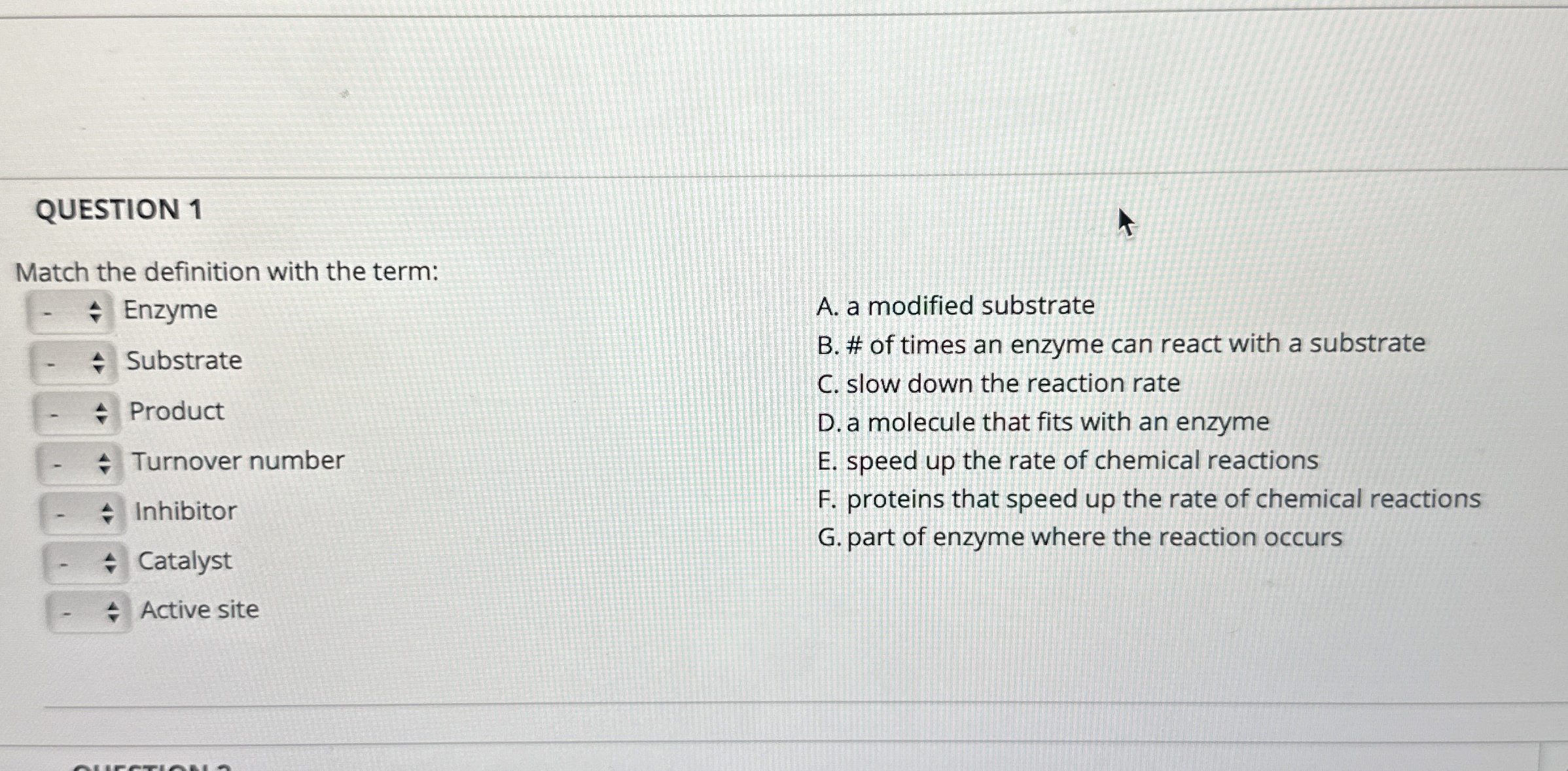 Solved QUESTION 1Match the definition with the term